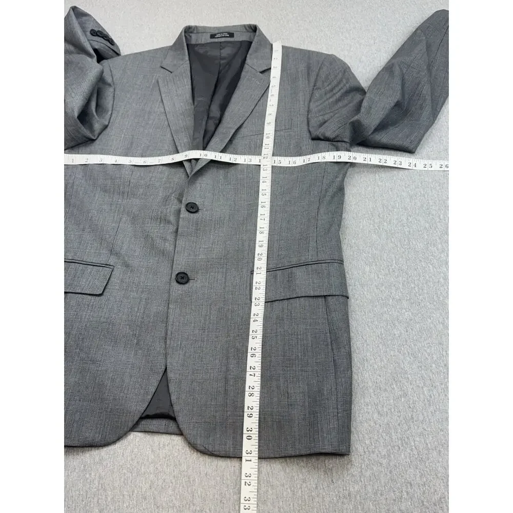 Express Blazer Mens 38R‎ Glen Plaid Wool Blend Stretch 2-Button Single Breast
